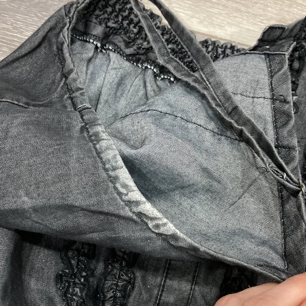 Cato Dark Denim Adjustable Spaghetti Strap Romper  Medium - Picture 12 of 16